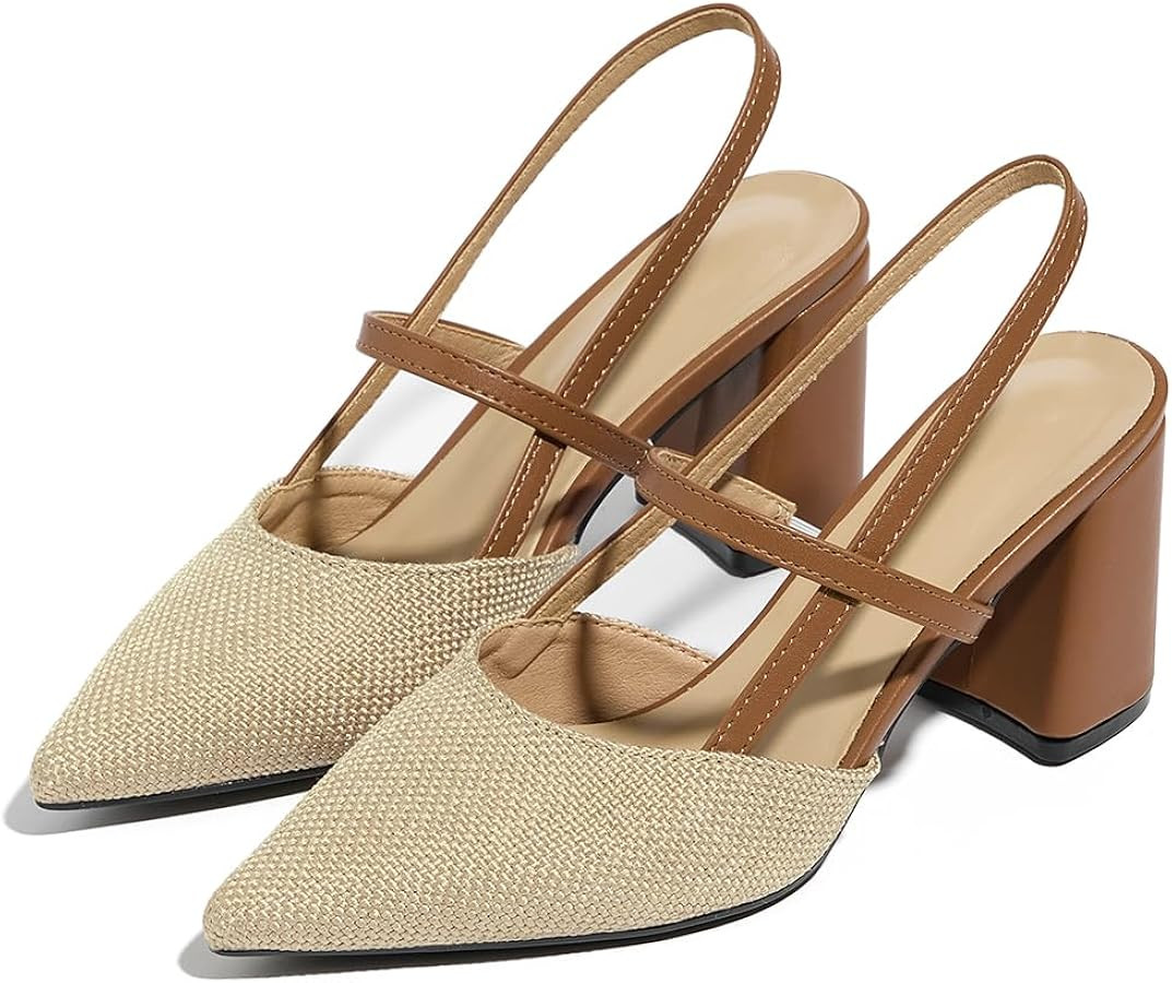 Block Heeled Sandals Pumps Chunky Closed Toe Shoes for Women | Amazon (US)