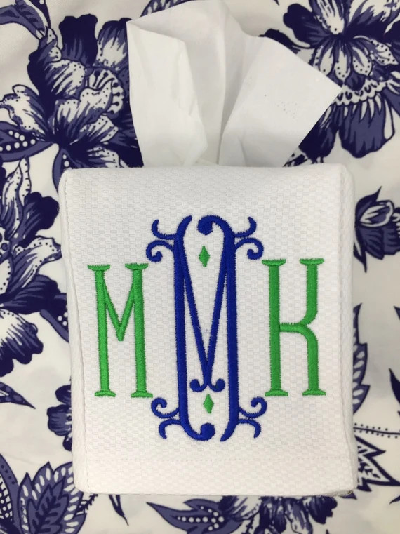 Monogrammed Tissue Box Cover-vienna Monogram Monogrammed - Etsy | Etsy (US)