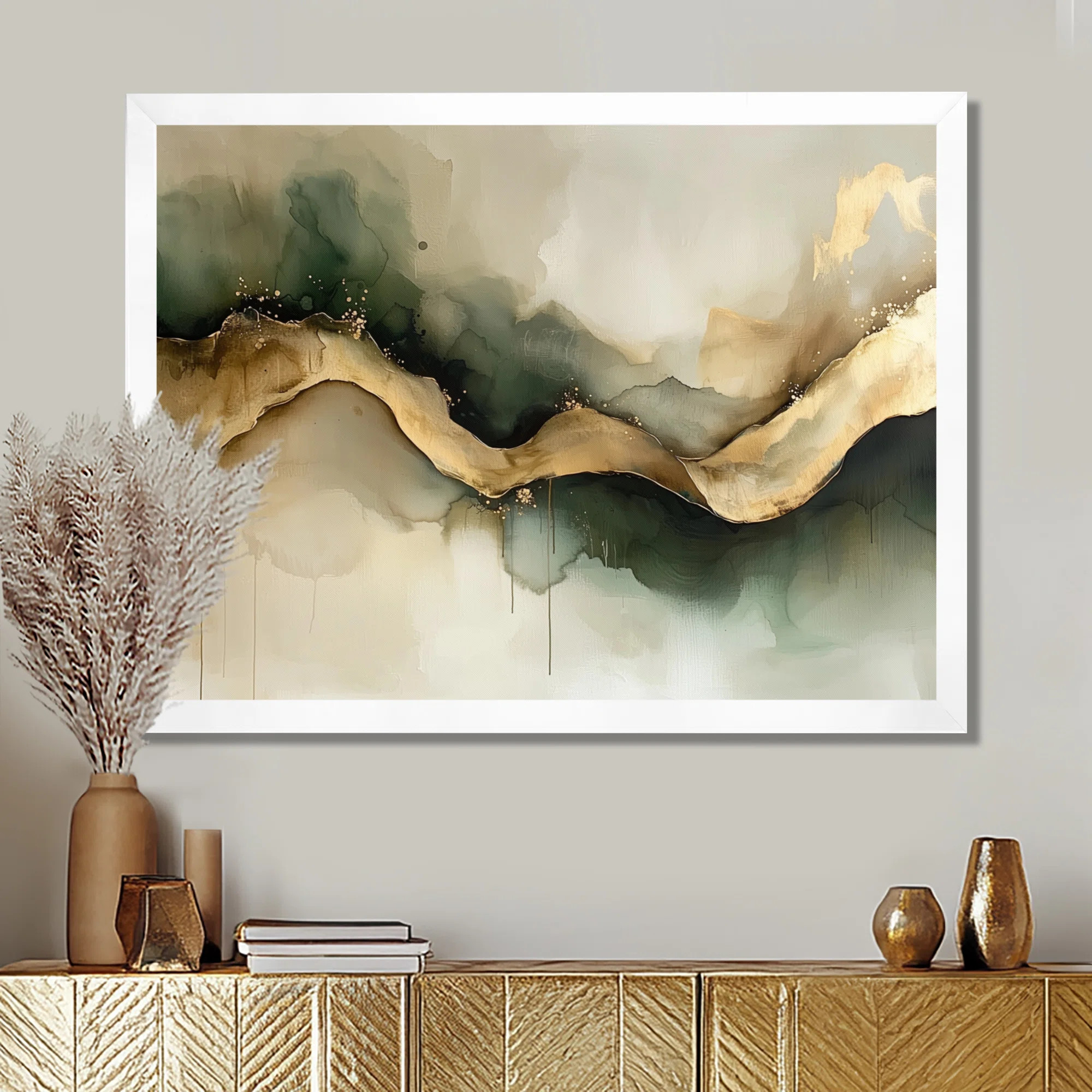 Abstract Liquid Ink Divide Fight Of Emerald II - Abstract Liquid ink Wall Art | Wayfair North America