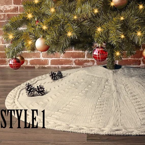 Christmas Tree Skirt 48 Inches Cable Knit Knitted Thick | Etsy | Etsy (US)