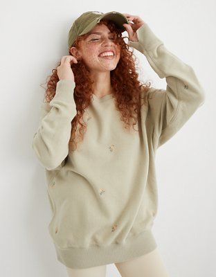 Aerie Embroidery Vintage Crew Sweatshirt | American Eagle Outfitters (US & CA)