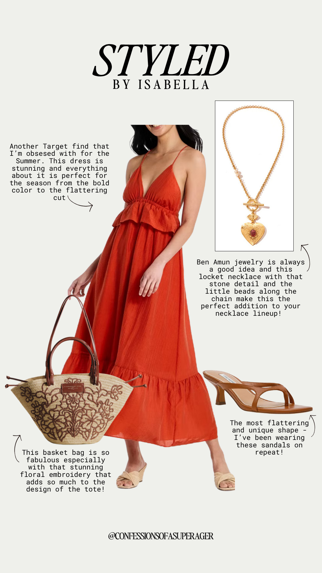 This bold red maxi dress is the ultimate summer statement piece—and an affordable Target find you'll wear all season long. ❤️ Paired with a chic embroidered straw tote, timeless Ben-Amun locket necklace, and minimalist sandals, this effortless look is perfect for vacation, beach dinners, brunch, resort wear, and summer events. Shop all my favorites linked on LTK @confessionsofasuperager before they sell out! ✨ #LTKStyle #TargetStyle #TargetFinds #SummerDress #RedDress #VacationOutfit #ResortWear #BeachVacation #SummerFashion #AffordableFashion #QuietLuxury #ClassicStyle #FashionOver40 #Over40Style #CapsuleWardrobe #TimelessStyle #DesignerInspired #SummerStyle #VacationWardrobe #EverydayChic

#LTKSeasonal #LTKOver40 #LTKSaleAlert