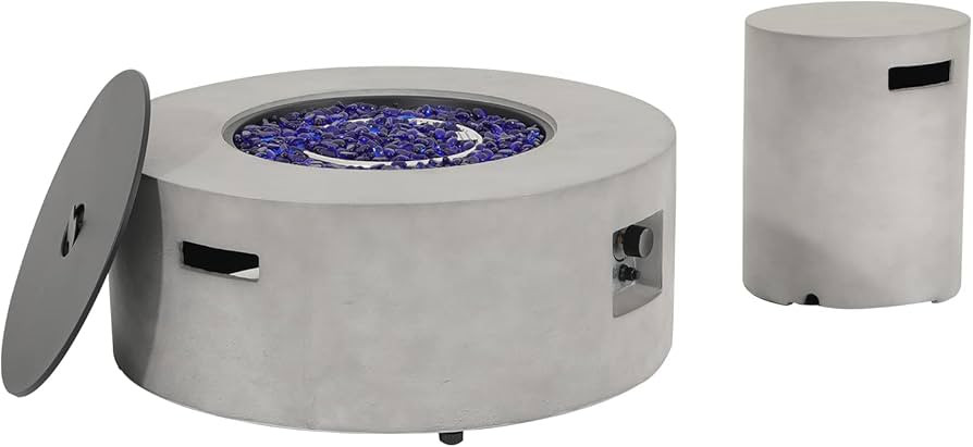 SUNSITT Outdoor 36’’ Propane Fire Pit with Tank Table 50,000 BTU Round Patio Propane Firepit ... | Amazon (US)