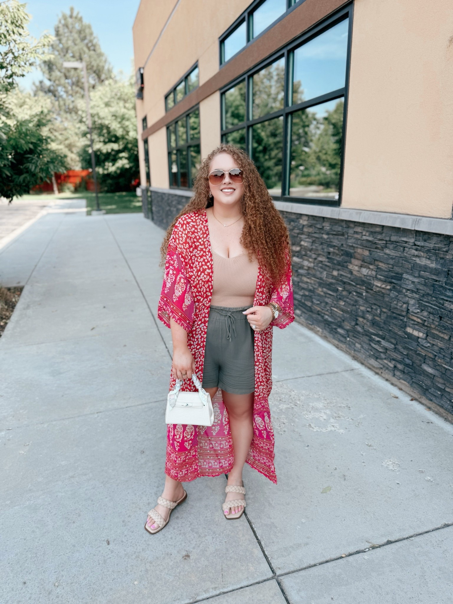 Staycation OOTD 💚🌸 linen shorts + a breezy kimono = effortless + chic ✨ wore this while shopping today and it was perfect for a relaxed but polished look! 💕pink kimono | amazon pink kimono | summer kimono | Amazon tank top | Amazon neutral tank top | shorts | green shorts | Amazon shorts | Amazon green shorts | wide leg shorts | Amazon wide leg shorts | sandals | braided sandals | Amazon  sandals | summer outfit | Amazon summer outfit | Amazon summer look | Amazon finds | Amazon fashion | Amazon look | Amazon outfit | Amazon must haves | summer | summer fashion | summer look | summer outfit | Amazon summer outfit | sunglasses | Amazon sunglasses | designer sunglasses dupe | date night | date night outfit 

#LTKStyleTip #LTKSaleAlert #LTKMidsize