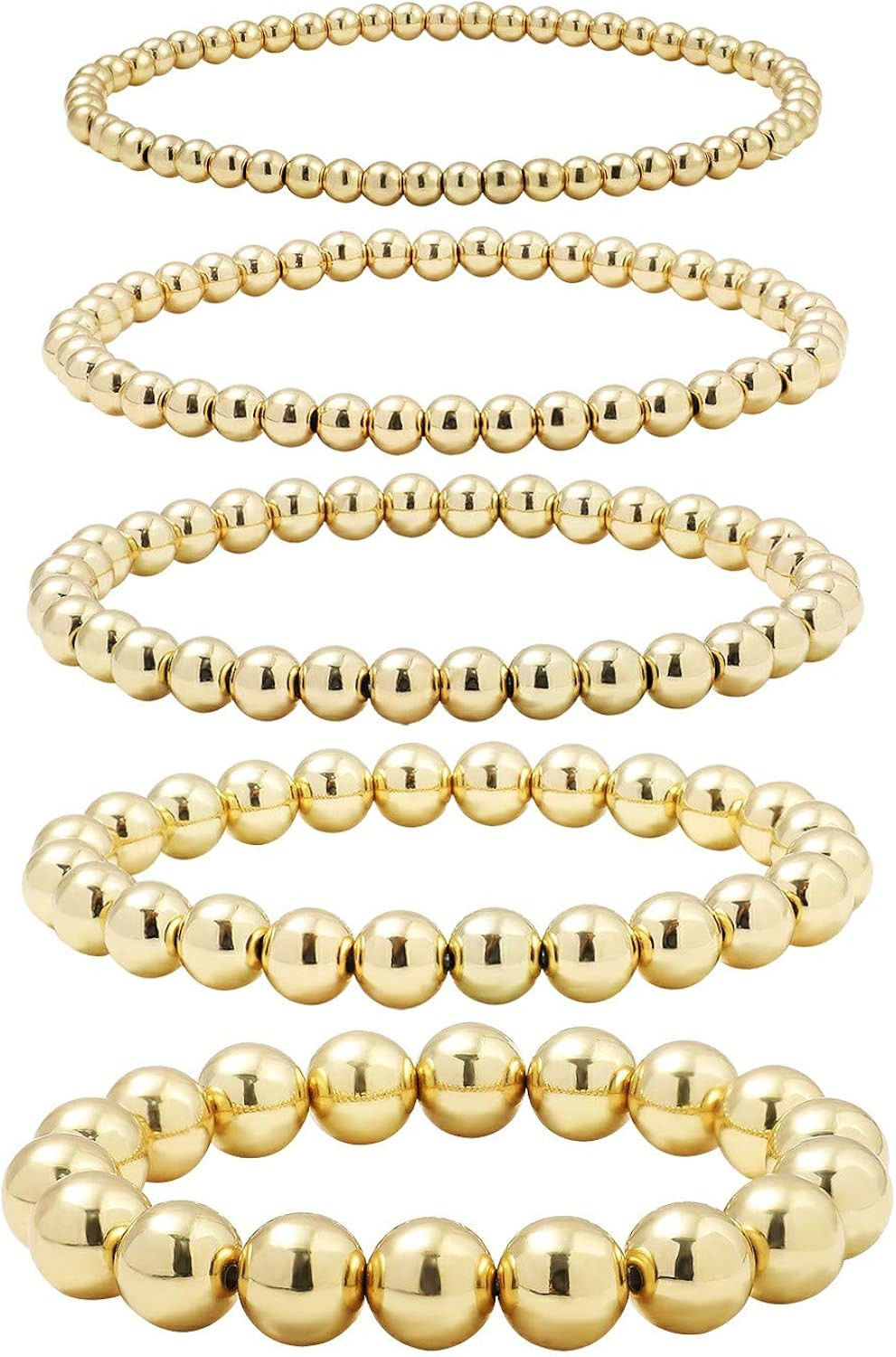 5 Pcs Layer Beads Bracelet for Women Round Beaded Handmade Stretch Bracelet Stack Adjustable Char... | Amazon (US)