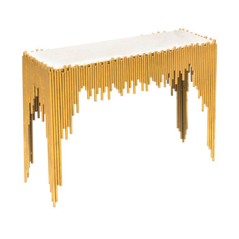 TOV Furniture Waterfall White Marble Console Table with Gold Legs | Walmart (US)