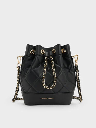 Black Julia Quilted Two-Way Bucket Bag | CHARLES & KEITH | Charles & Keith US