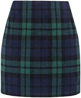 IDEALSANXUN Womens High Waist Plaid Skirt Bodycon Pencil Wool Mini Skirts | Amazon (US)