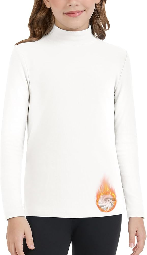 Girls/Boys Mock Neck Long Sleeve Thermal Shirts Turtleneck Fleece Tops Kids Undershirt Warm Base ... | Amazon (US)