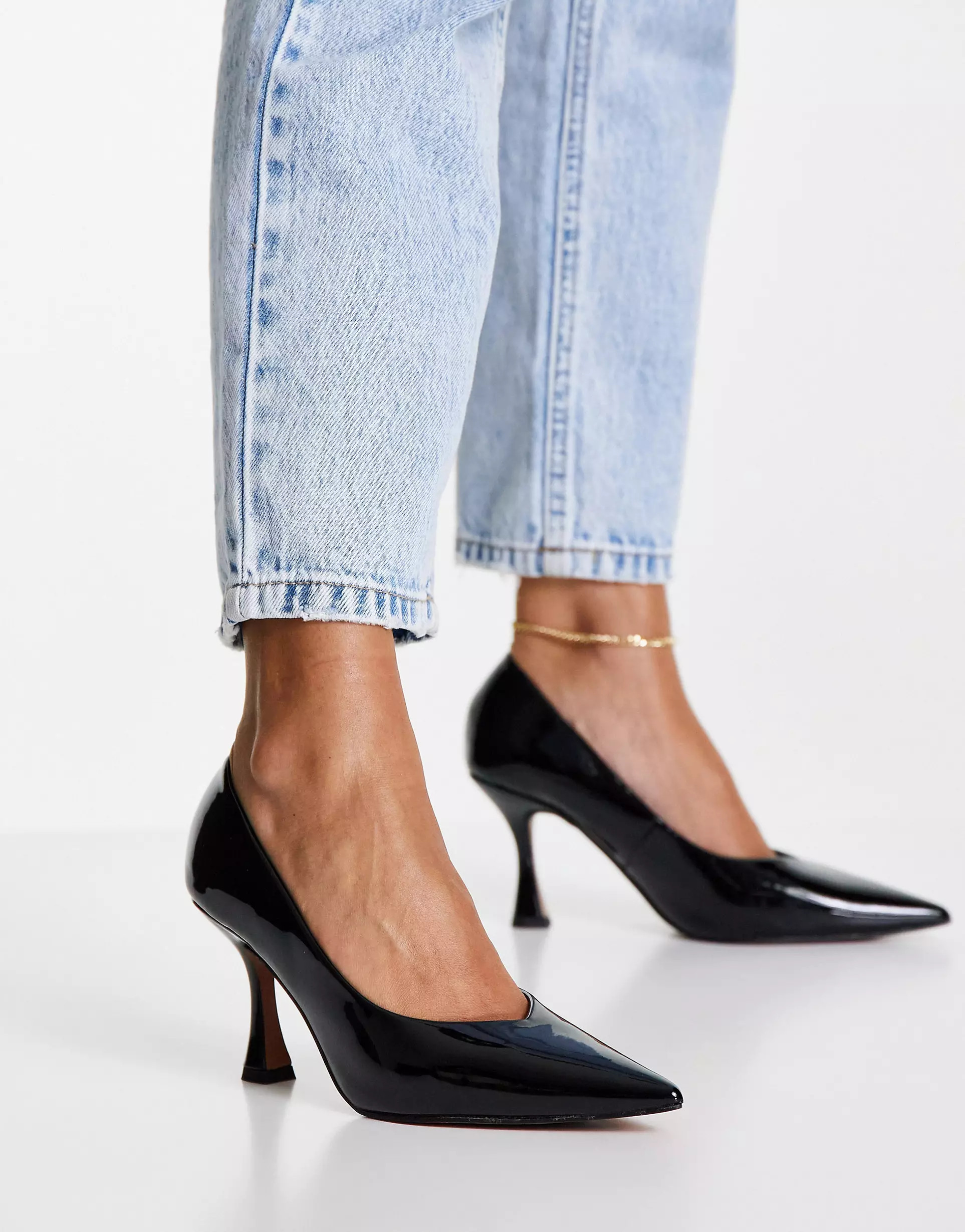ASOS DESIGN Scout mid heeled pumps in black | ASOS (Global)