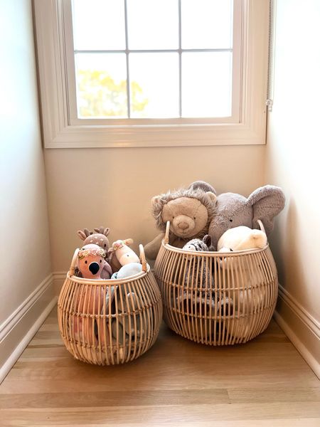 There are many different storage options for toys, but we used these baskets so that they’re an easy grab at bedtime for this cutie. We also wanted them to be visible, yet neatly contained. 

#LTKhome #LTKkids #LTKbaby