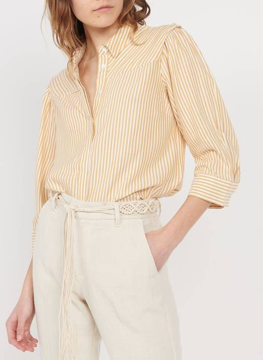 CHEMISE COL CLASSIQUE RAYÉE GOLDEN ROD YAS - FEMME | Place des Tendances | Place des tendances (FR)