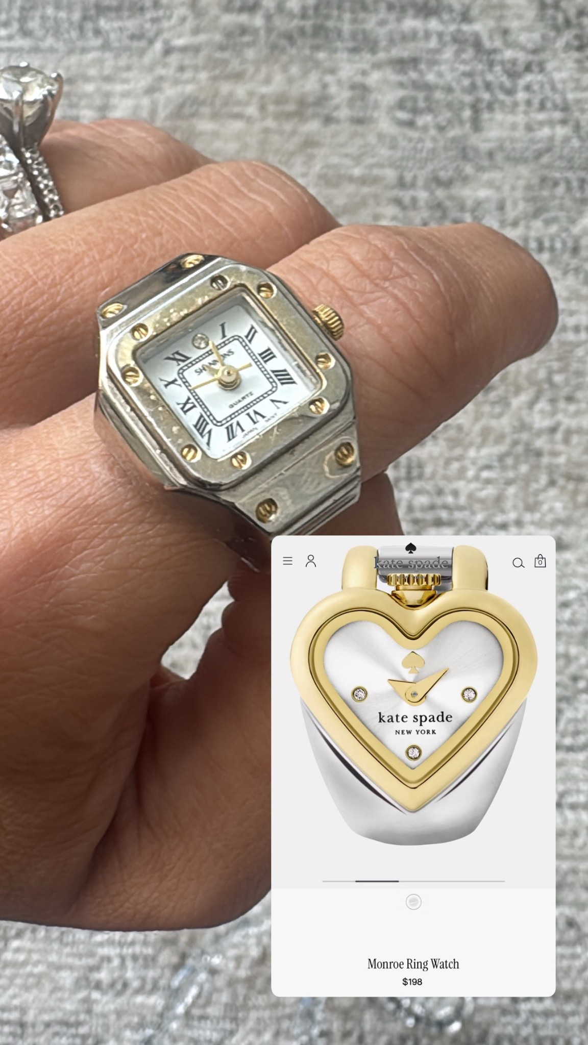 So many of you loved my grandmother’s ring watch when I shared it that I had to find one for you! This super cute Kate Spade ring watch is such a special and unique piece. Think about getting this and your grandkids or your great great grandkids having it later in life. I know that I absolutely adore this piece and will never get rid of her and hopefully pass it down to my daughter. 

#jewelry #rings #heirlooms 