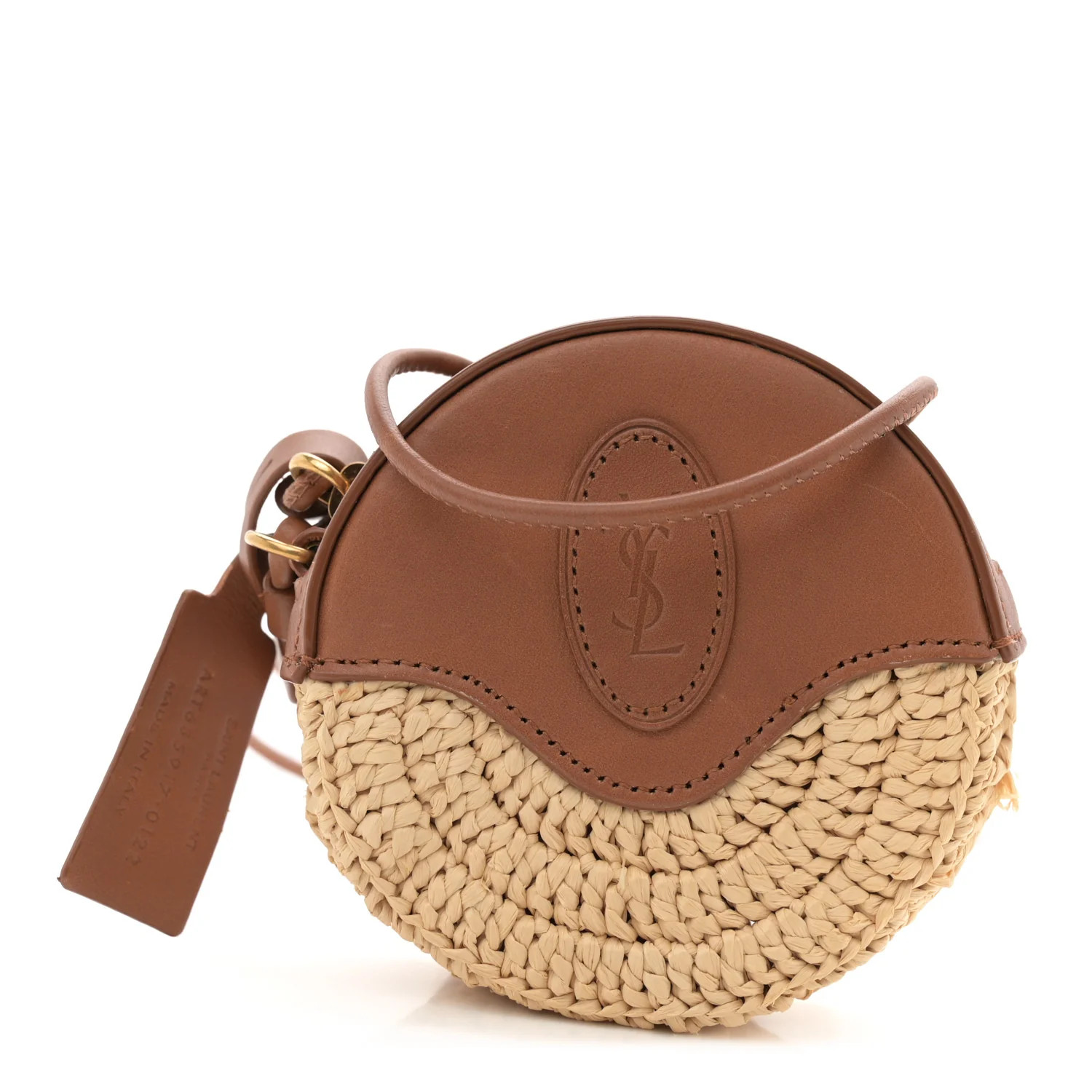 Raffia Round Camera Bag Beige Naturel | FASHIONPHILE (US)
