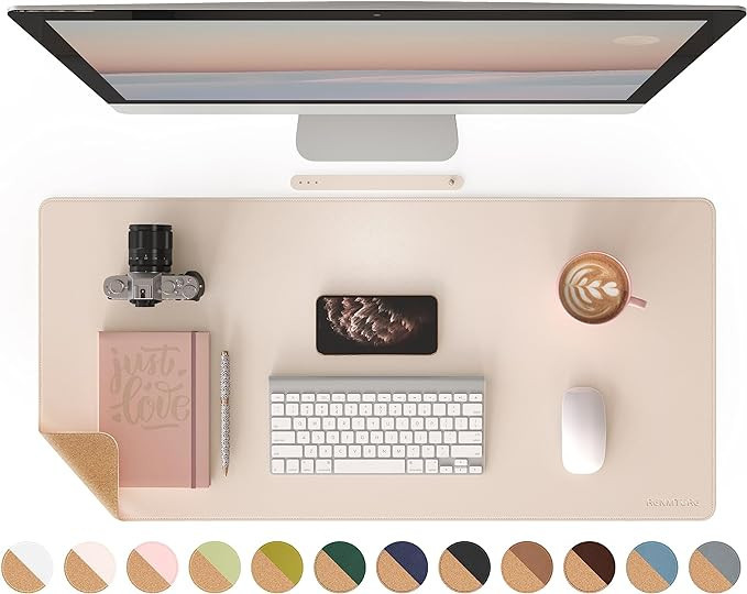 RENMTURE Dual-Sided Desk Pad, Natural Cork & PU Leather Large Mouse mats for Office and Home Work... | Amazon (US)