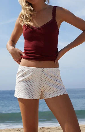 John Galt Floral Pointelle Emery Pajama Shorts | Pacsun | PacSun