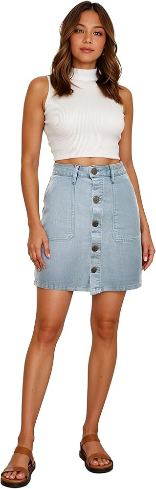 Lexi Womens Super Comfy Stretch Denim Skirt | Amazon (US)