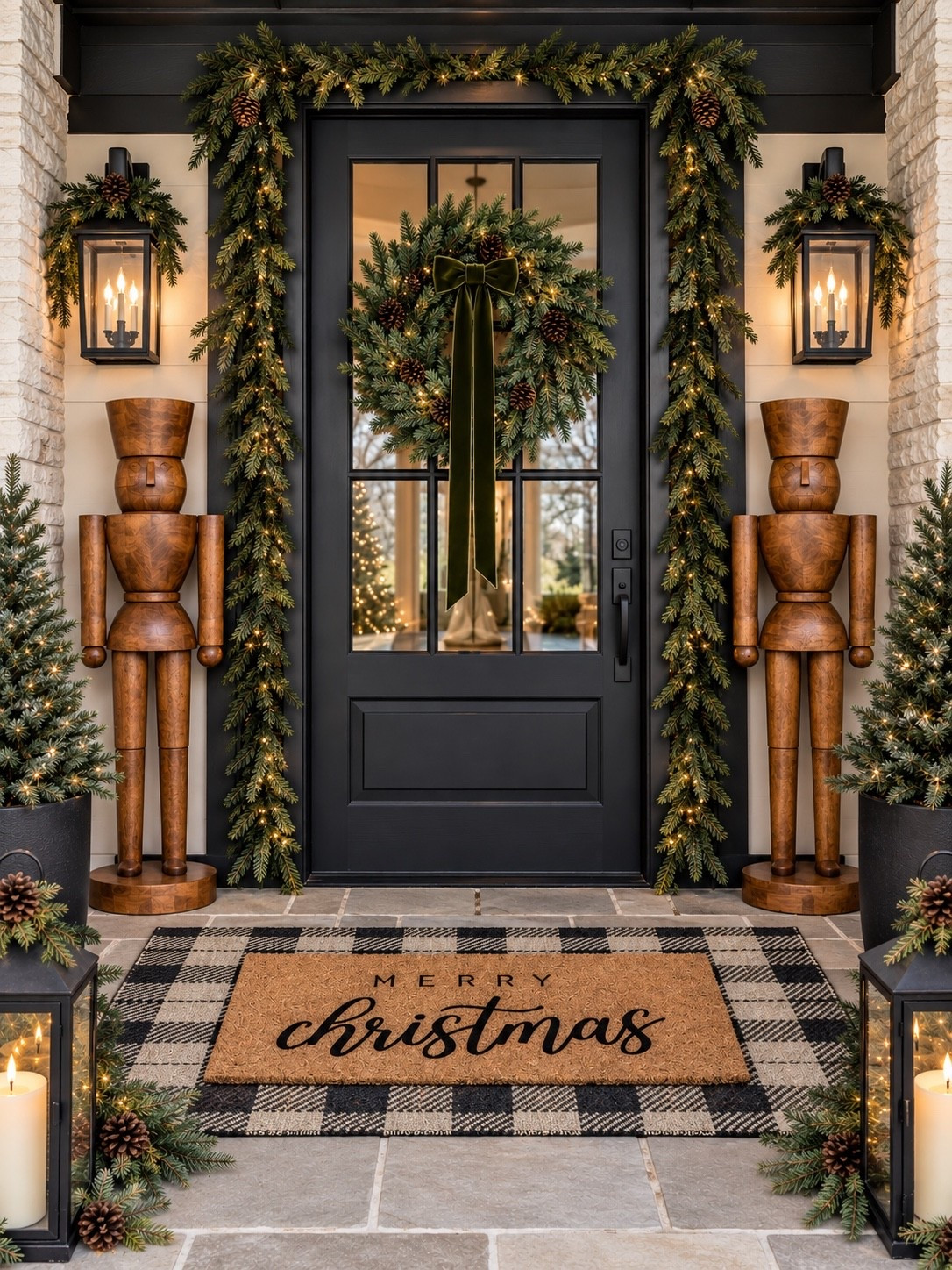 Walmart 5-Foot Nutcracker 🎄 Talk about a statement piece! This 5-foot nutcracker is the perfect way to bring that oversized Christmas look to your front porch. I love the warm wood tone paired with greenery, black accents, and layered holiday doormats—such a beautiful way to dress up an entry for the season!

#WalmartChristmas #WalmartChristmasDecor #ChristmasNutcracker #ChristmasPorchDecor #ChristmasFrontPorch #HolidayPorchDecor #OutdoorChristmasDecor #NutcrackerDecor #ChristmasEntryway #ChristmasDecorIdeas

#LTKSaleAlert #LTKHome #LTKSeasonal