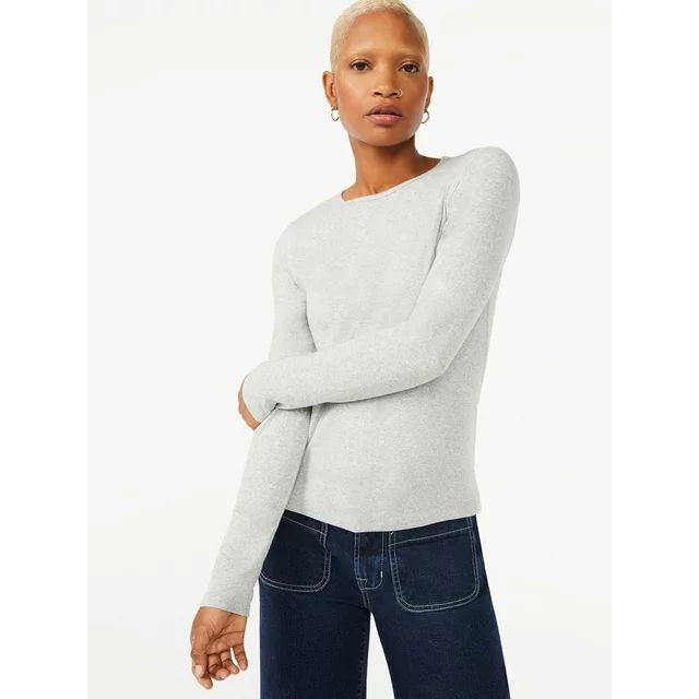 Free Assembly Women's Ribbed Scoop Neck Tee with Long Sleeves, Sizes XS-XXXL | Walmart (US)