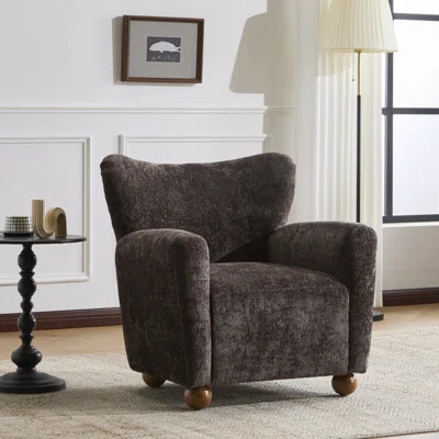 Alonzo Upholstered Club Chair with Round Wooden Legs | Wayfair North America