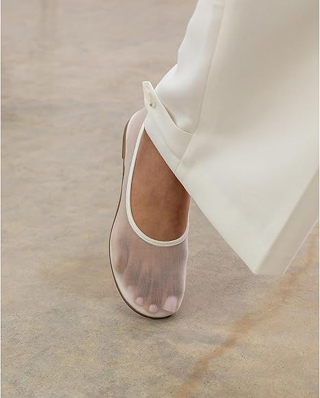 Womens Mesh Ballet Flats Slip On Tulle Ballerina Flats Casual Round Toe Work Shoes | Amazon (US)