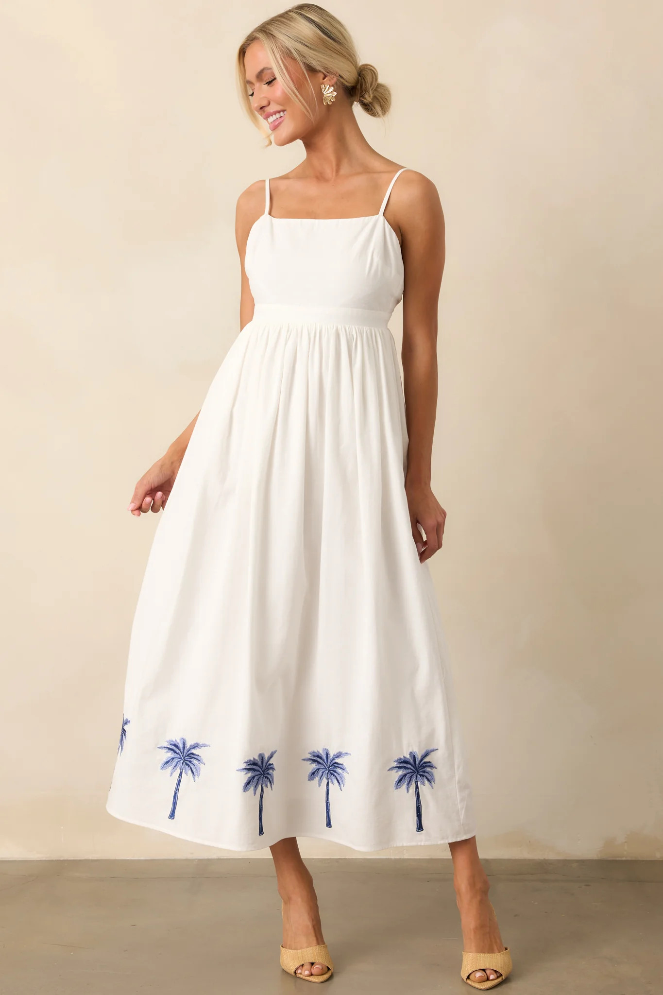 MINKPINK White Isadora Embroidered Midi Dress | Red Dress