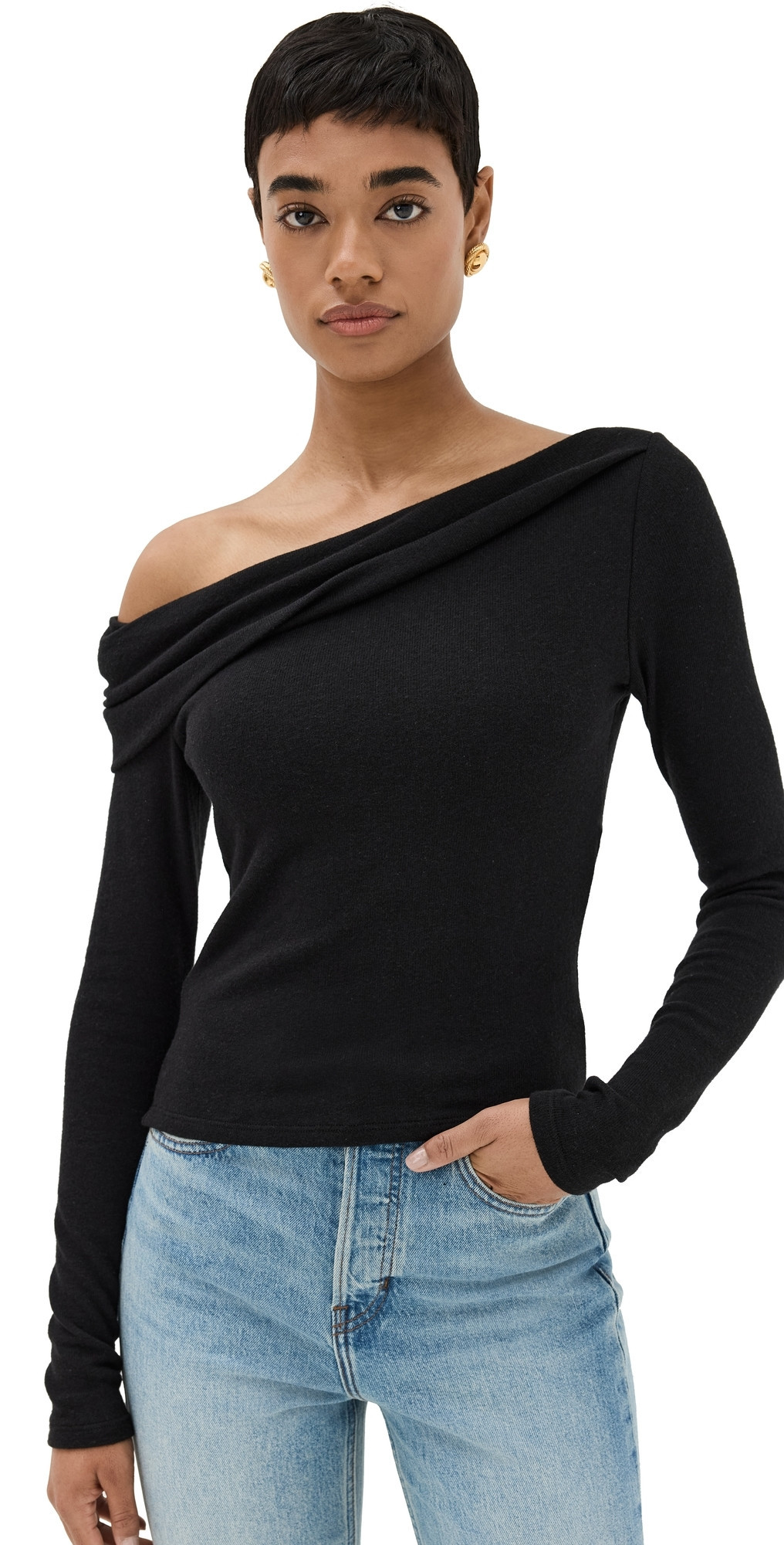 Reformation Elio Knit Top Black L | Shopbop