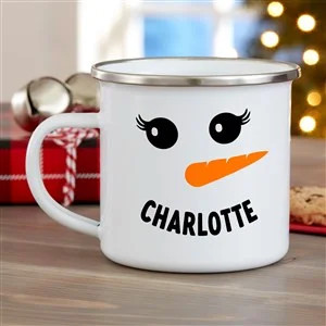 Smiling Snowman Personalized Enamel Mug - Small | Personalization Mall