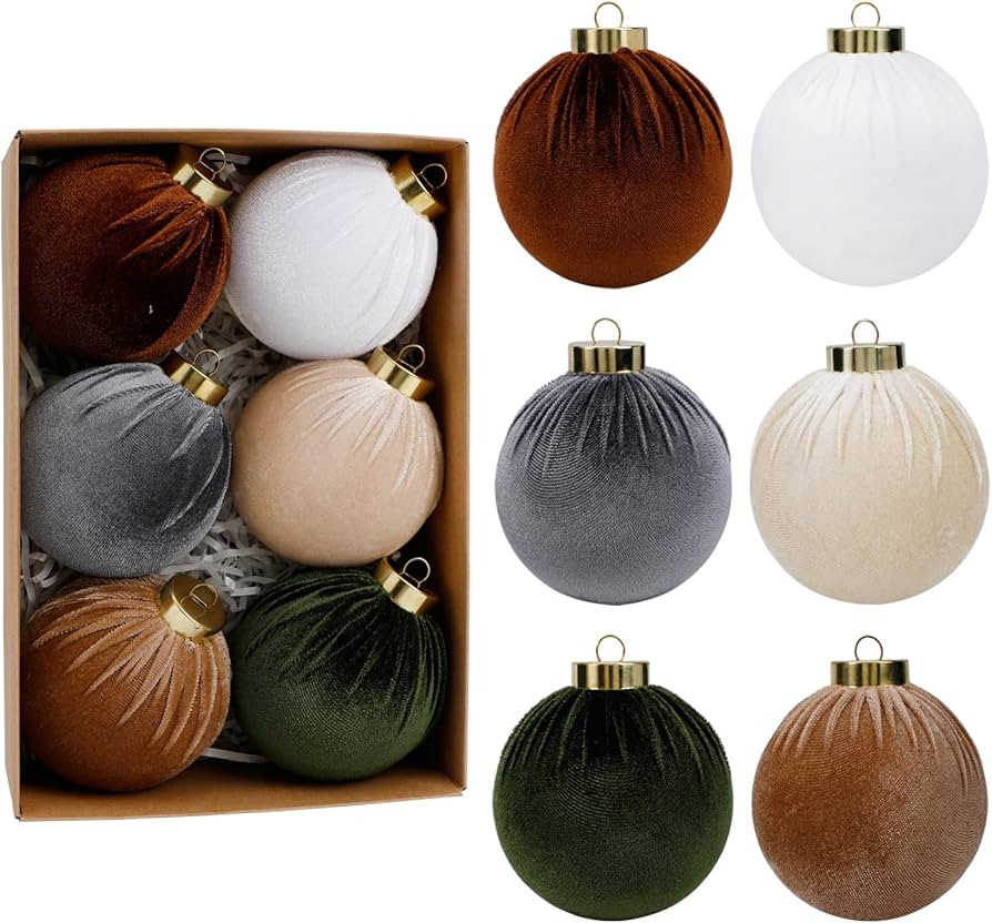SUPREME XMAS 6 Pcs Christmas Tree Ornaments Set, 80mm/3.15in Large Velvet Christmas Ornaments for... | Amazon (US)