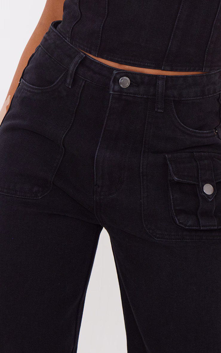 Tall Washed Black Cargo Jeans | PrettyLittleThing US