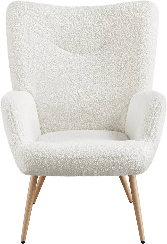 Yaheetech Barrel Chair, Teddy Fabric Casual Chair with High Back and Soft Padded, Modern Fuzzy Va... | Amazon (US)