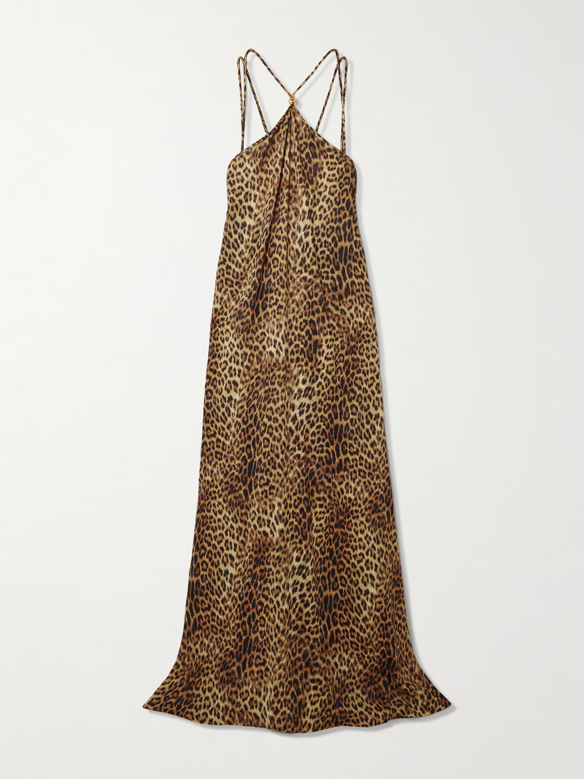 Sage leopard-print voile halterneck maxi dress | NET-A-PORTER (UK & EU)