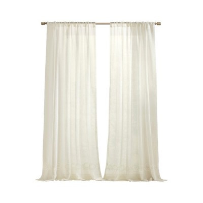 LIVN CO. Lightweight Embroidered Link Pattern Semi Sheer Curtain Panel, Ivory 52x96" | Target