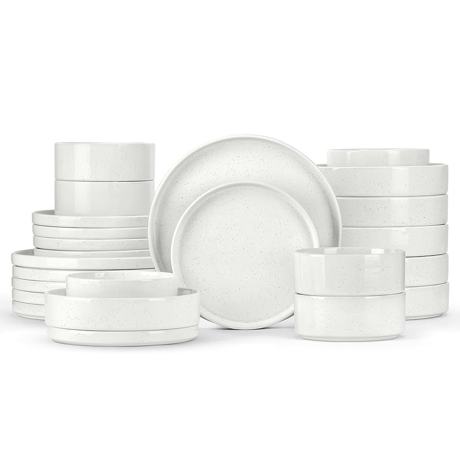 Herogo 24 Piece Dinnerware Sets with Pasta Bowls for 6, Dinner Salad Plates and Cereal Serving Bo... | Amazon (US)