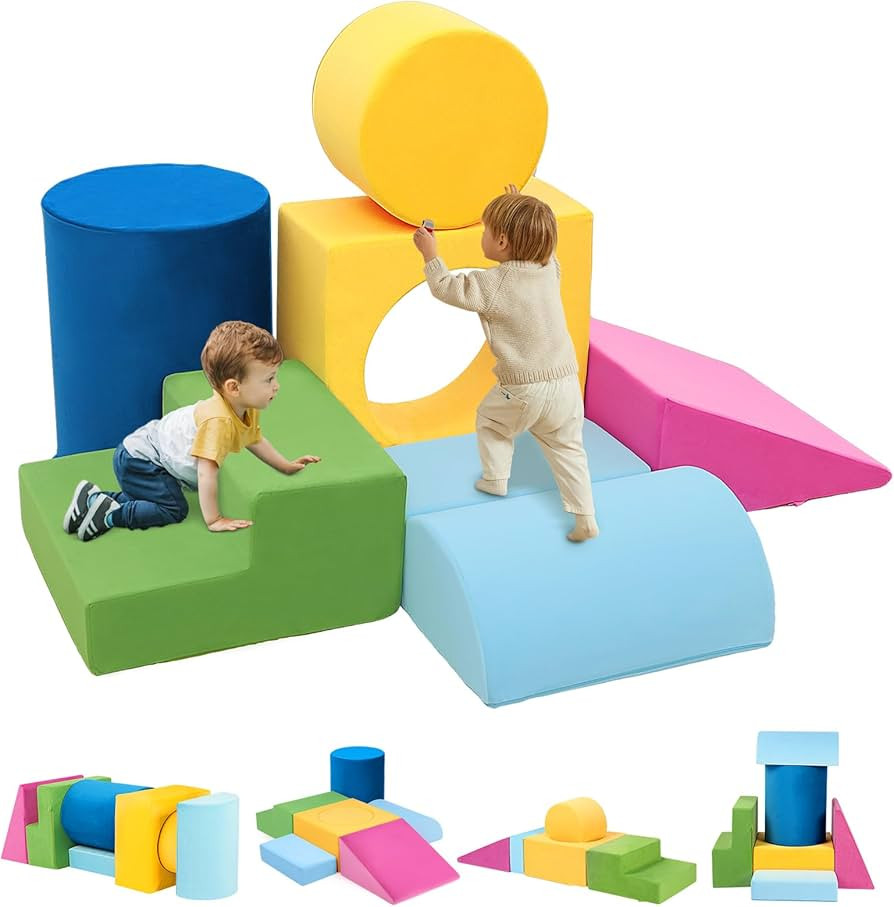 Toddler Climbing Toys Indoor, 7-Piece Colourful Foam Climbing Blocks, Soft Play Climbing for Todd... | Amazon (US)