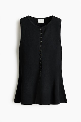 H & M - Rib-Knit Peplum Sleeveless Top - Black | H&M (US + CA)