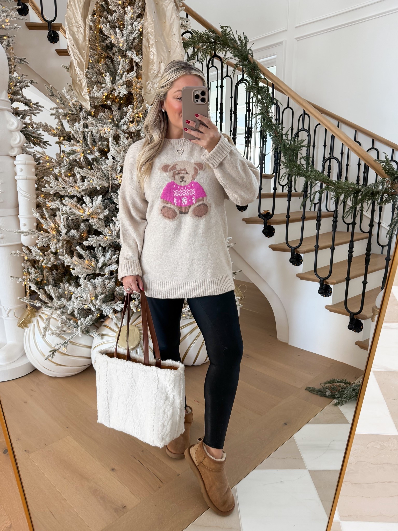 Wearing size large in this pink bear sweater! It is sooo cute!! 

#LTKgrwm #LTKFindsUnder50 #LTKHoliday