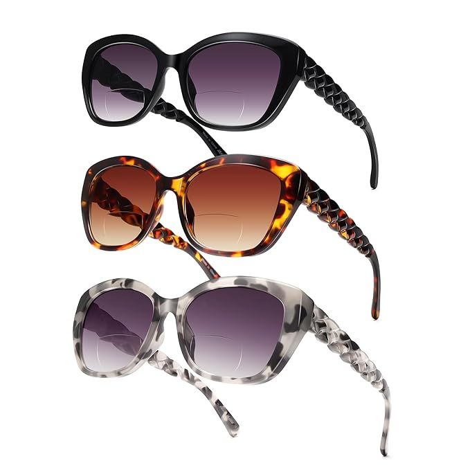 Bifocal Sunglasses For Women Cateye Stylish Reading Glasses 3 Pack UV400 Magnifying Readers Glass... | Amazon (US)