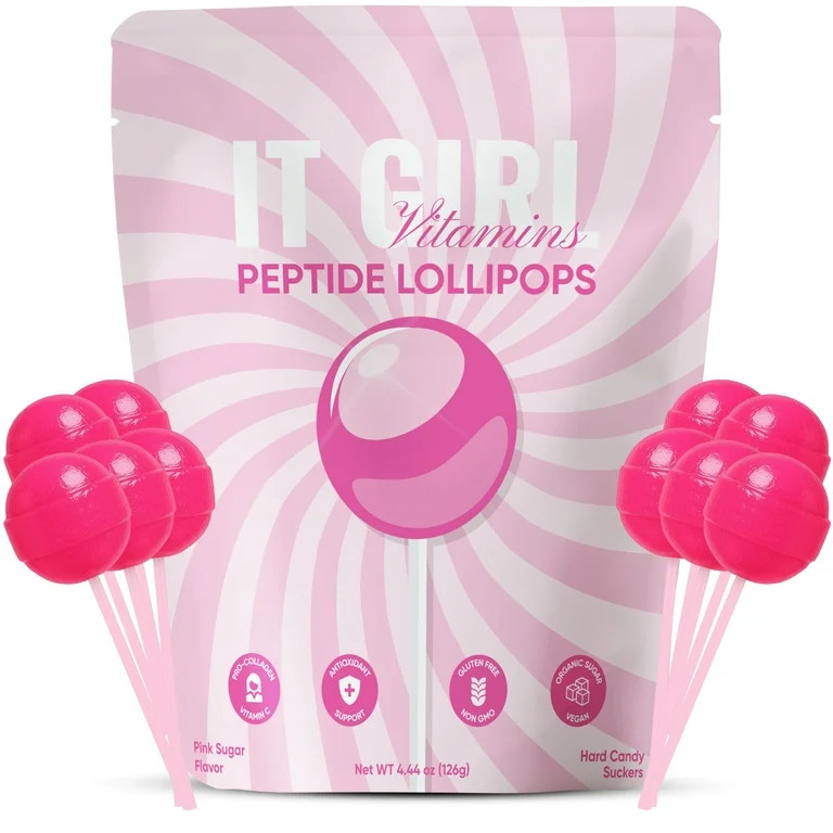 Beauty Peptide Lollipops, Collagen Peptides, Vitamin C, Pink Sugar Flavor, Value Pack, 10pack | Walmart (US)