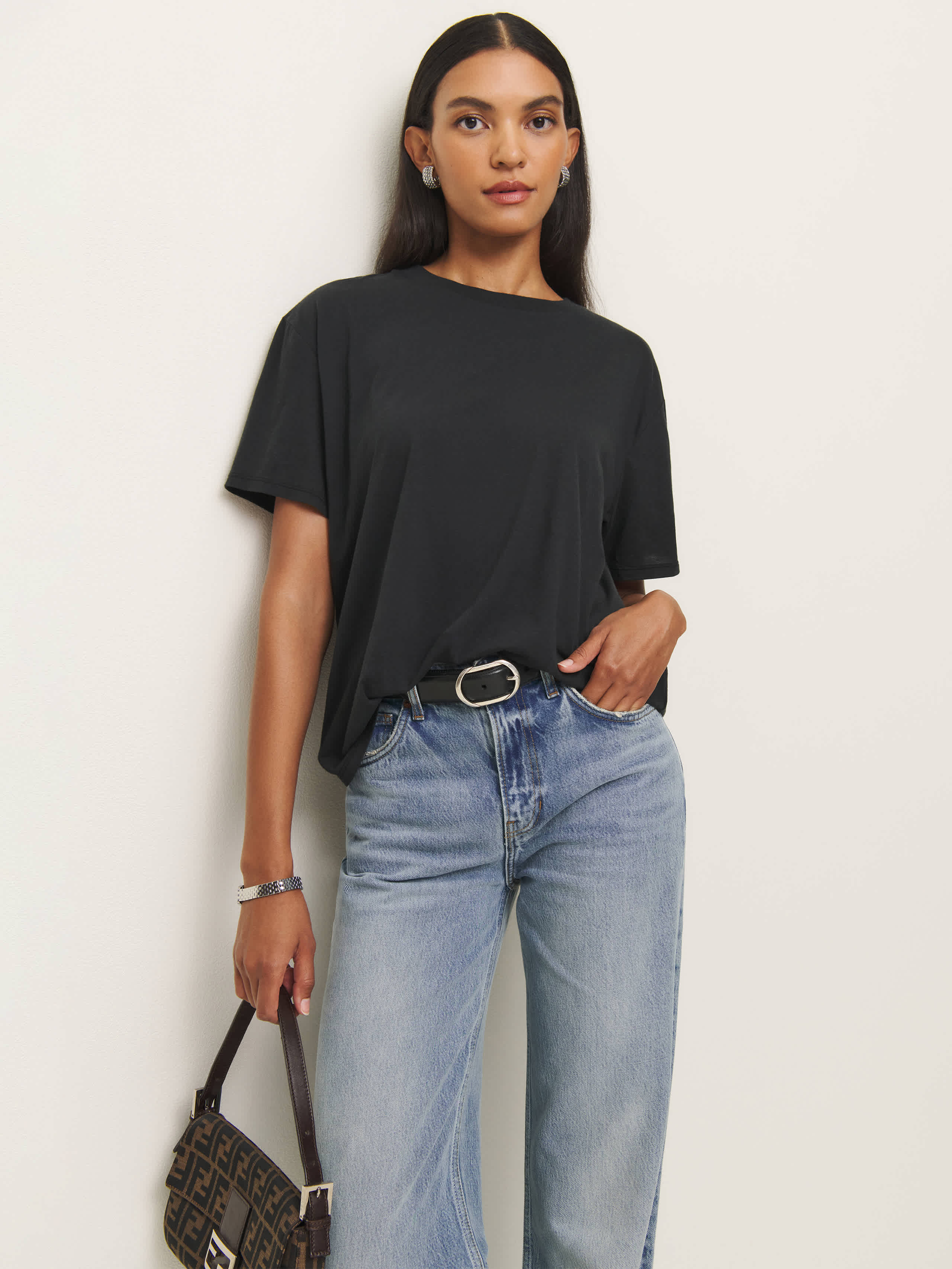 Reformation Liam Oversized T-Shirt Black Large | Reformation (Global)
