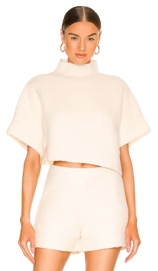 Aurela Mock Neck Pullover in White | Revolve Clothing (Global)