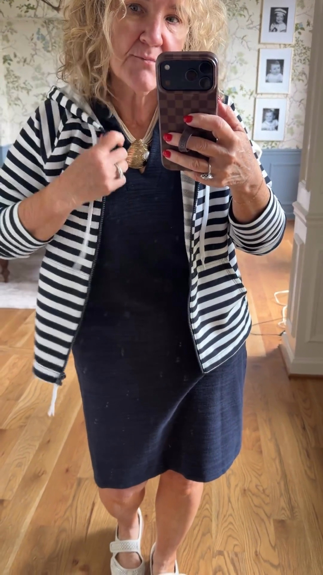 Today’s OOTD features one of my favorite easy combinations—a navy dress and a striped hoodie! 💙 The dress is a Talbots medium petite, and the hoodie is a medium. It’s comfortable, classic, and perfect for those days when you want to look put together without overthinking it.

💡 LTK MADE EASY
❤️ Heart = Support my posts!
🔖 Save = Get sale & restock alerts
📋 Lists = Keep favorites organized
📲 Share = Send lists and products to a friend. Hello, Christmas List!
💬 Comment = Ask me anything about what I’m wearing. :-)

Talbots dress, petite dress, navy dress, striped hoodie, casual chic outfit, travel outfit, Mary Jane shoes, Julie Vos earrings, classic style, everyday outfit, over 40 fashion, over 50 style, sale alert

#LTKootd #LTKstorytime #LTKSeasonal