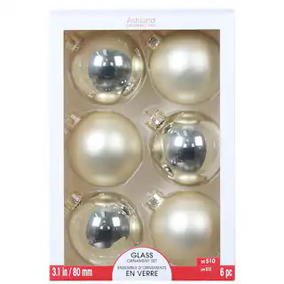 6ct. 3.1" Matte & Shiny Champagne Glass Ball Ornaments by Ashland® | Michaels | Michaels Stores