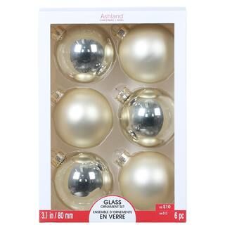 6ct. 3.1" Matte & Shiny Champagne Glass Ball Ornaments by Ashland® | Michaels | Michaels Stores
