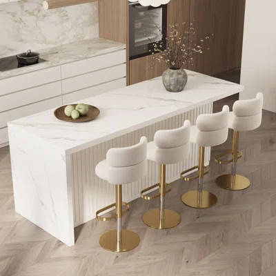 White Kitchen Island & 4 Bar Stools Set | Wayfair North America
