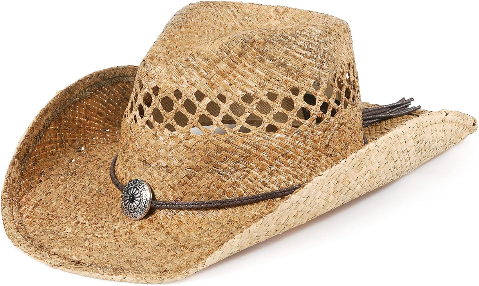 MIX BROWN Western Hats for Women Cowboy Outback Raffia Sun Hat Cowgirl Summer Beach Hats Shapeabl... | Amazon (US)