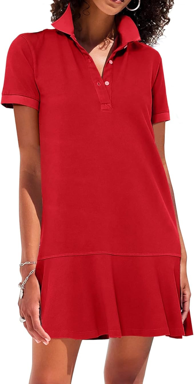 Polo Dress for Women Short Sleeve Ruffle Hem Golf Tennis Summer Mini Dresses | Amazon (US)