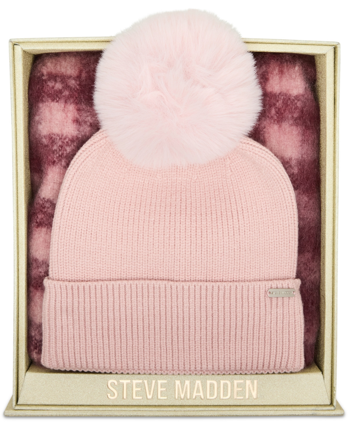 Steve Madden Buffalo Blaze Beanie and Scarf Gift Set, 2-Piece Set - Tawny Peach Multi | Macy's