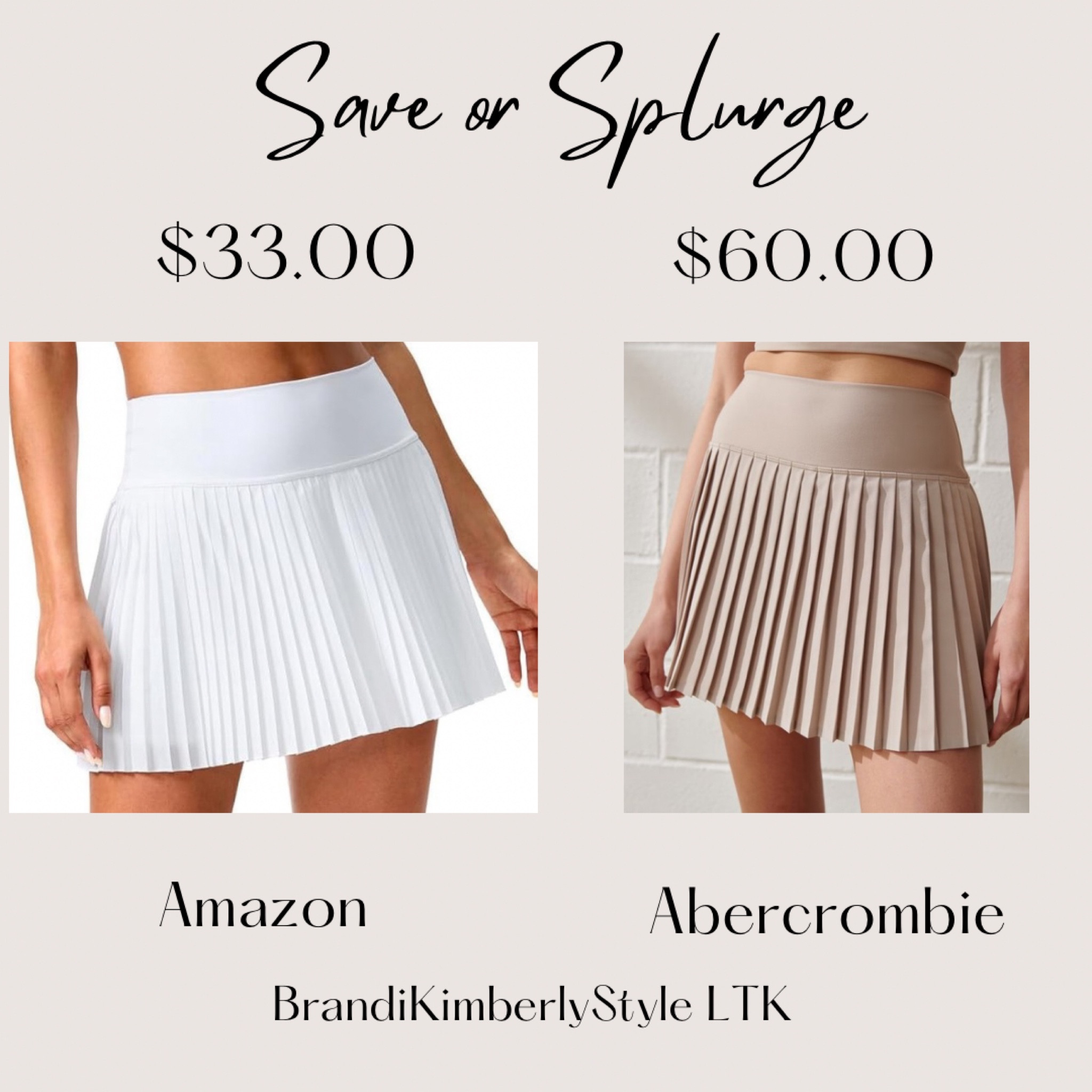 It’s Save or Splurge! Cute pleated tennis skirt is so trendy for this season. Both come in other colors and both have the built-in shorts underneath. Save with Amazon’s or get the Abercrombie version. BrandiKimberlyStyle, fall fashion, active outfit, pickle ball outfit    

#LTKBacktoSchool #LTKSeasonal #LTKFitness