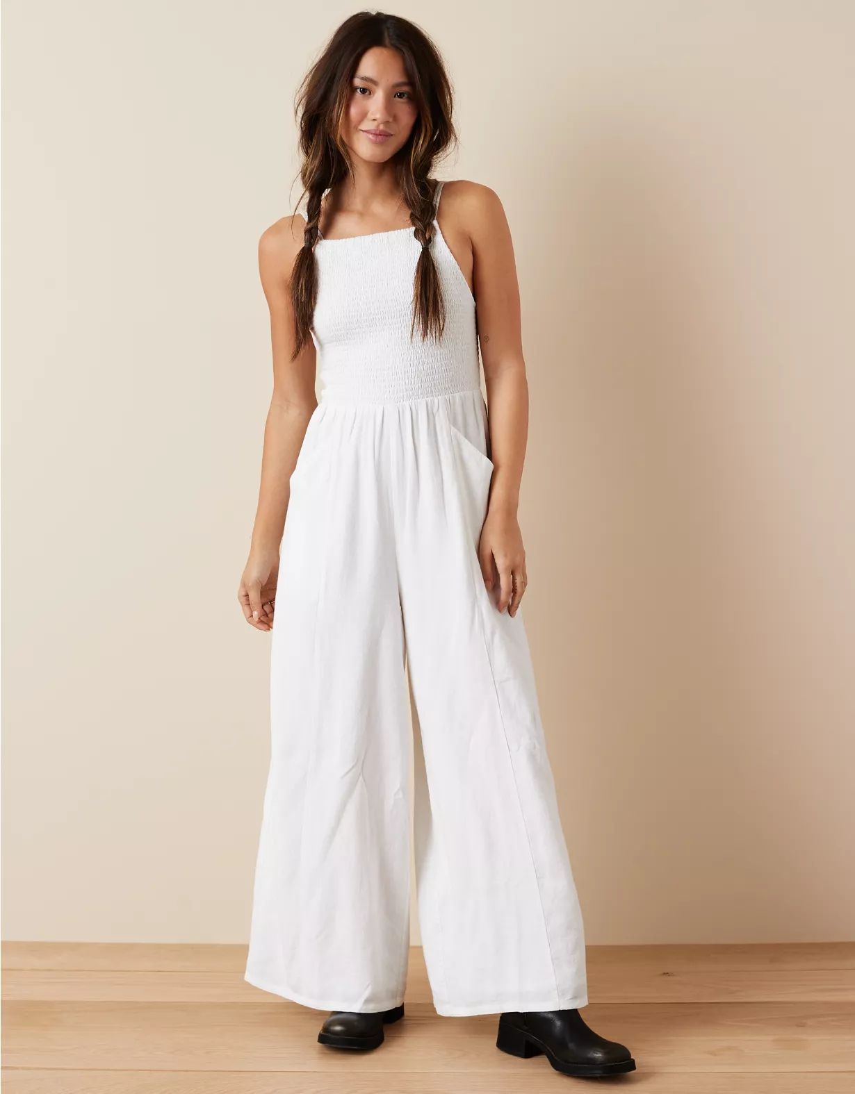 AE Smocked Wide-Leg Jumpsuit | American Eagle Outfitters (US & CA)